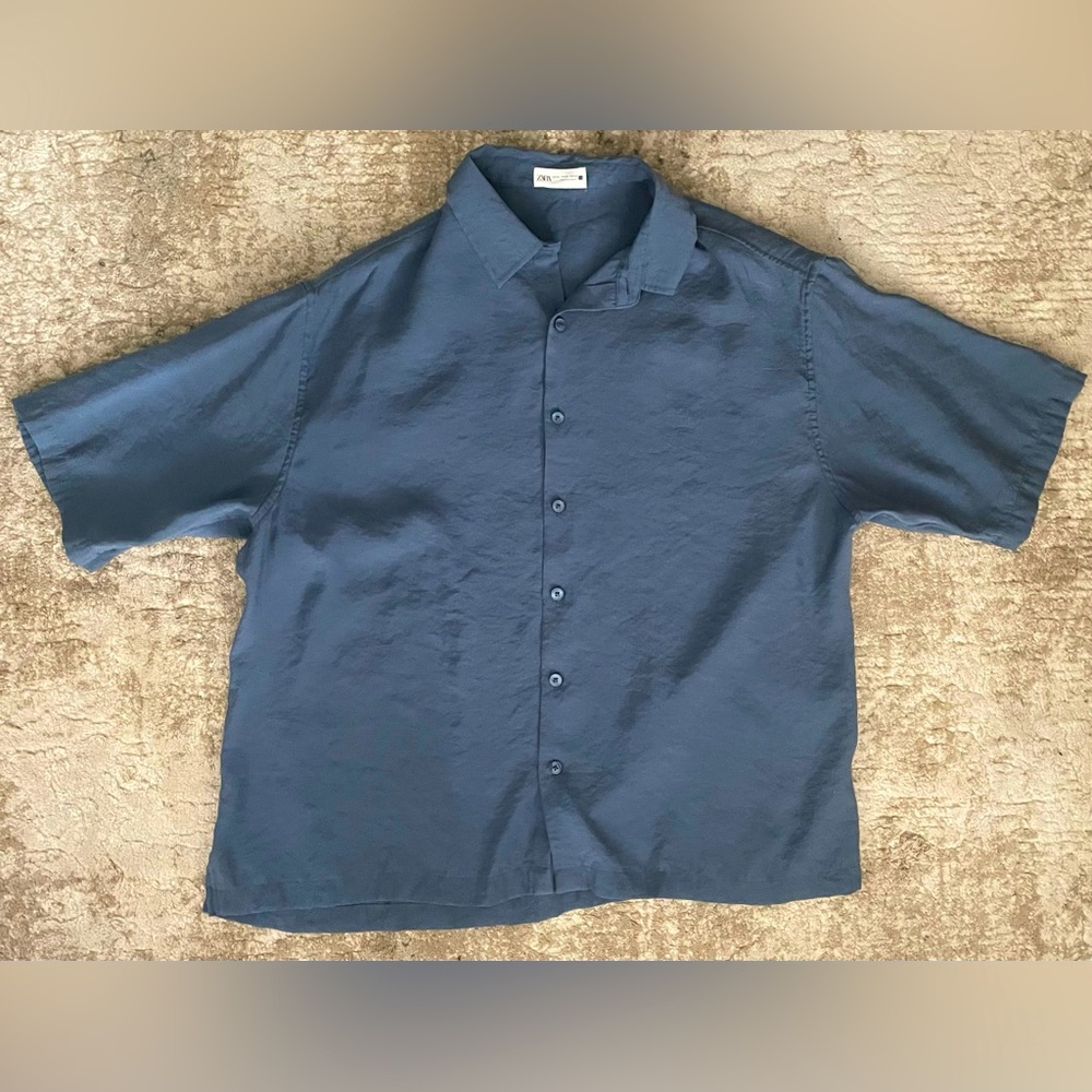 ZARA Casual loose dress/fancy button up collar boxy tee shirt - SIZE XL